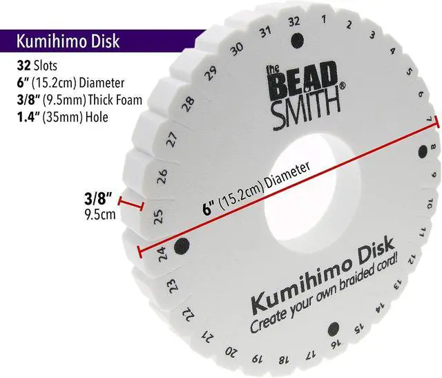Alt view image 4 of 7 - The Beadsmith Round Kumihimo Disk | 6 inch Diameter, 3/8 Thick Dense Foam, Jewelry Tools for Braiding, 1 Disk