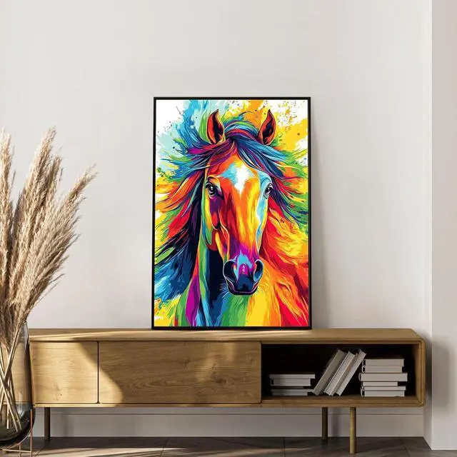 Alt view image 3 of 7 - Okarina Framed Paint by Numbers Kit for Adults, Colorful Horse 8x12 Inch | Paint by Number with Frame, DIY Acrylic Painting Kit for Relaxation, Easy for Beginners, Wall Decor Gift for Animal Lovers