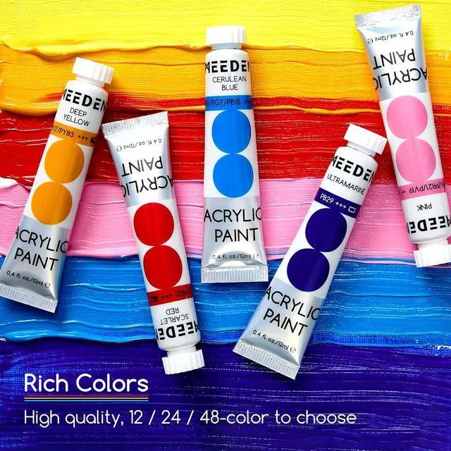 Alt view image 4 of 7 - MEEDEN Beginners Acrylic Paint Set: 12 Colors 12ml/0.41 fl oz | Heavy Body Art Craft Paints - Non-Toxic Rich Pigment Hobbists Halloween Pumpkin Painting for Adults on Canvas Wood Fabric