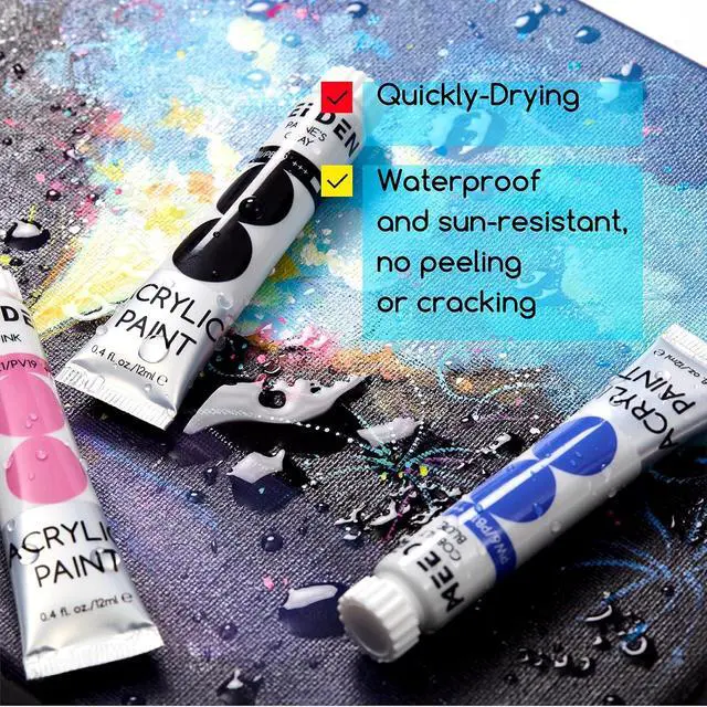 Alt view image 6 of 7 - MEEDEN Beginners Acrylic Paint Set: 12 Colors 12ml/0.41 fl oz | Heavy Body Art Craft Paints - Non-Toxic Rich Pigment Hobbists Halloween Pumpkin Painting for Adults on Canvas Wood Fabric