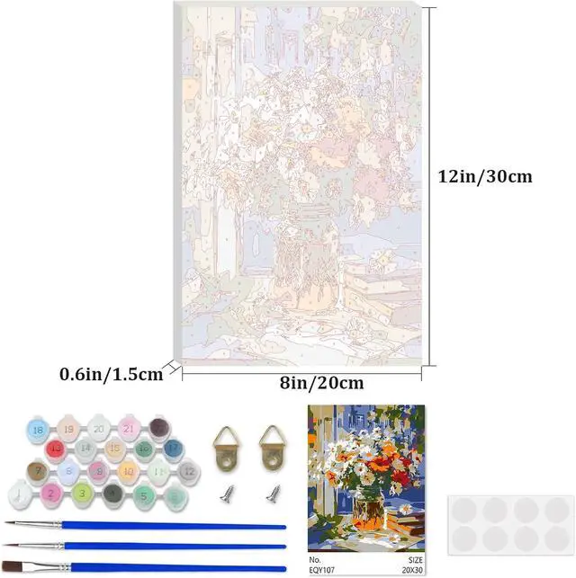 Alt view image 4 of 7 - Lxmsja Daisy Bouquet Paint by Numbers Kit for Adults, Sunny Windowsill Acrylic Paint by Numbers for Adults Beginner, DIY Craft Supplies Oil Painting Kits for Home Wall Decor 8x12 inch (Framed)