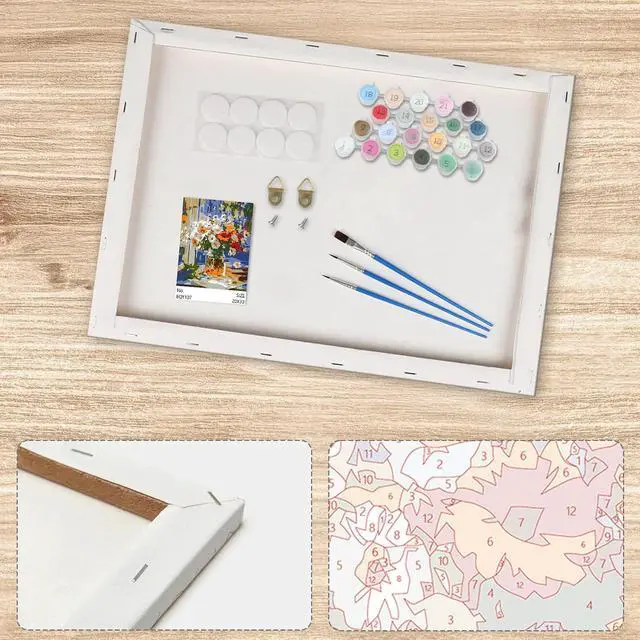 Alt view image 5 of 7 - Lxmsja Daisy Bouquet Paint by Numbers Kit for Adults, Sunny Windowsill Acrylic Paint by Numbers for Adults Beginner, DIY Craft Supplies Oil Painting Kits for Home Wall Decor 8x12 inch (Framed)