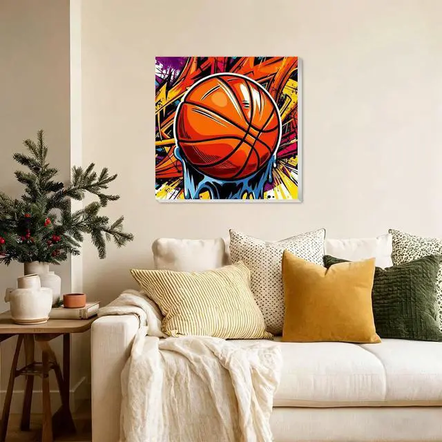 Alt view image 3 of 7 - XTCIXAL Framed Paint by Numbers Kit for Adults, Basketball, 10x10 Inch | Paint by Number for Adults & Kids Ages 8-12, Framed Canvas, Included Easel and Gifts Box, Fun and Relaxing, Home Wall Decor