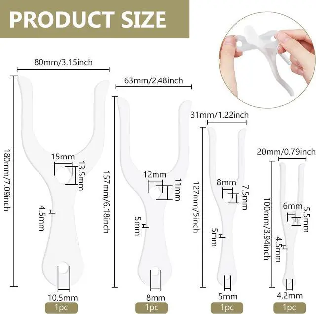 Alt view image 2 of 6 - BENECREAT 4 Sizes White Acrylic Knitting Forks, Horn Fork Cord Braiding Tool, DIY Weaving Craft Tool, Weaving Tools for Bracelets Necklaces Making
