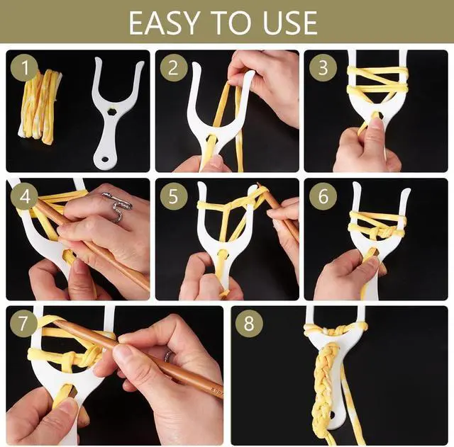 Alt view image 4 of 6 - BENECREAT 4 Sizes White Acrylic Knitting Forks, Horn Fork Cord Braiding Tool, DIY Weaving Craft Tool, Weaving Tools for Bracelets Necklaces Making