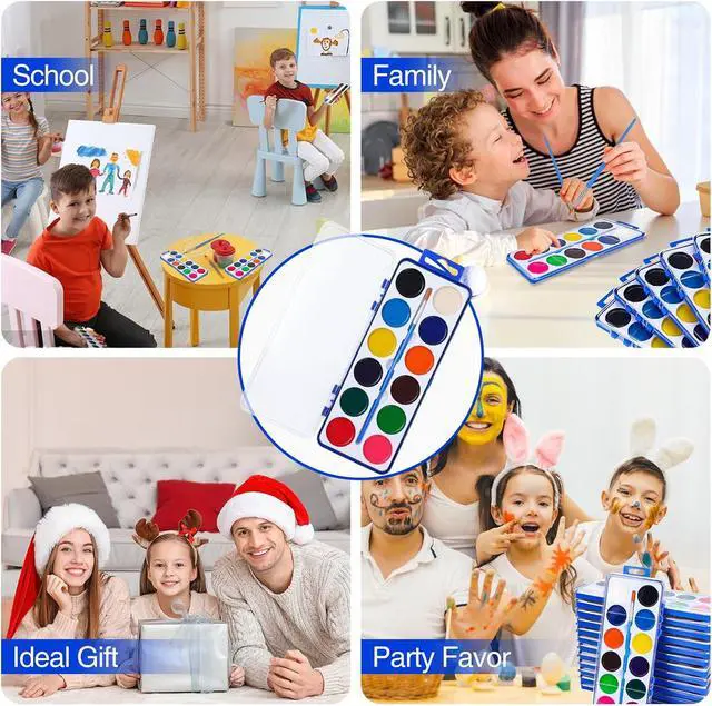 Alt view image 5 of 6 - 6 Pack Watercolor Paint Set for Kids, 12 Colors Watercolors Paints with Paint Brush, Kids Watercolor Paint Set for Party Favor, Classroom.
