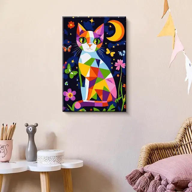 Alt view image 3 of 7 - ZTOTZ Framed Paint by Numbers Kit for Adults Teens Cat | Paints by Number for Adult Kids of Butterfly, Animal Paint by Numbers Cat 8x12inch Canvas with Colour Box for Home Gift Decor