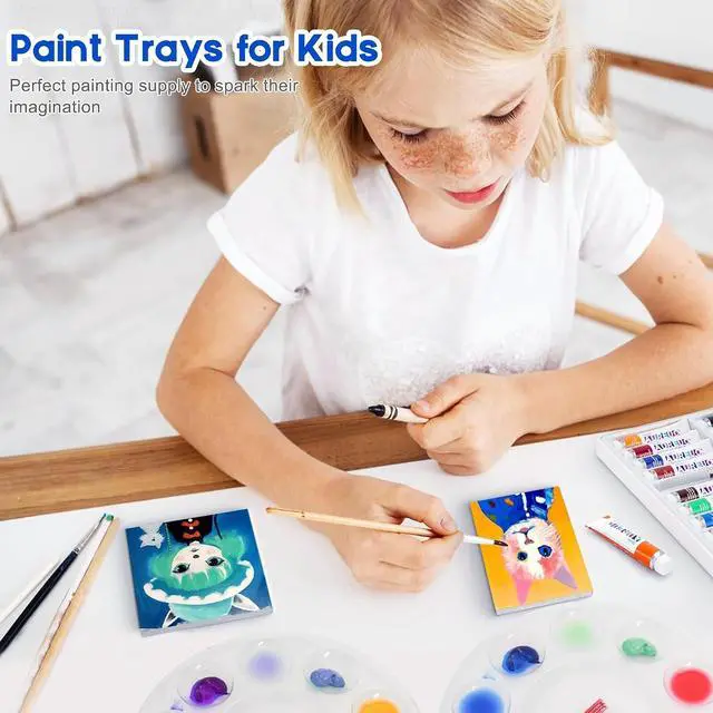 Alt view image 5 of 7 - 12Pcs Clear Paint Tray Palettes,Plastic Paint Pallets for Kids to Paints | Paint Trays for Students,Painting on School Project or Art Class