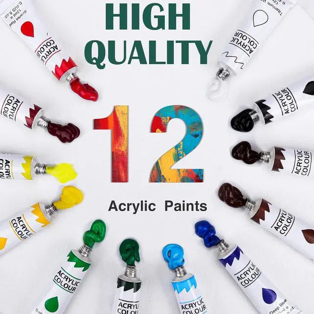 Alt view image 4 of 7 - ESRICH Canvas Painting Kit, Acrylic Paint Set with 30 Paint Brushes | Art Painting Supplies Kit,12 Paint,Palettes and Canvas for Students, Artists and Beginner