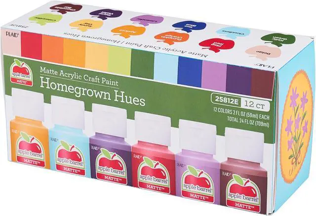 Alt view image 2 of 7 - Apple Barrel Acrylic Craft Paint Set, Homegrown Hues, Includes 12 Colors with a Matte Finish
