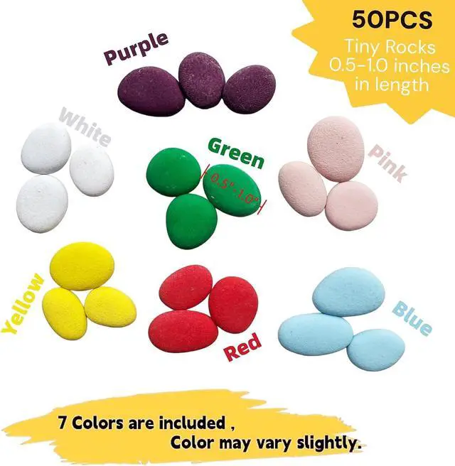 Alt view image 2 of 7 - Lifetop 50PCS Tiny Painting Rocks, Pre-Colored 0.5-1.0" DIY Smooth Surface Stones,Arts and Crafts, Holiday Decor, Classroom Art Supplies, Garden Landscaping, Planters, Vase Fillers