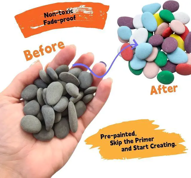Alt view image 3 of 7 - Lifetop 50PCS Tiny Painting Rocks, Pre-Colored 0.5-1.0" DIY Smooth Surface Stones,Arts and Crafts, Holiday Decor, Classroom Art Supplies, Garden Landscaping, Planters, Vase Fillers