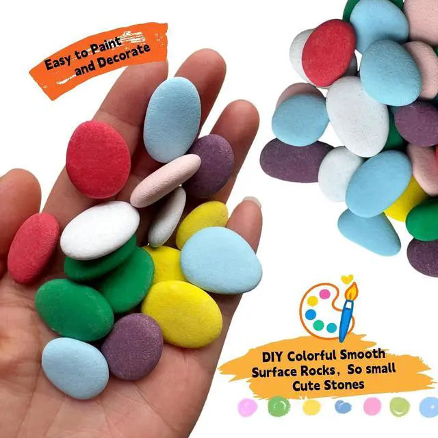 Alt view image 4 of 7 - Lifetop 50PCS Tiny Painting Rocks, Pre-Colored 0.5-1.0" DIY Smooth Surface Stones,Arts and Crafts, Holiday Decor, Classroom Art Supplies, Garden Landscaping, Planters, Vase Fillers