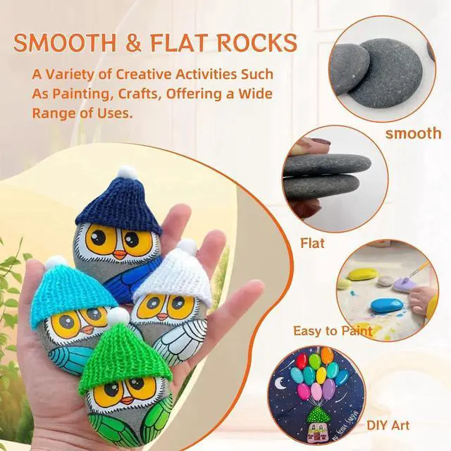 Alt view image 4 of 6 - 50PCS Painting Rocks, Medium Small & Tiny River Rocks for Painting DIY Rocks Flat & Smooth Kindness Rocks for Arts, Crafts, Decoration
