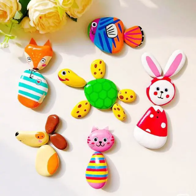 Alt view image 5 of 6 - 50PCS Painting Rocks, Medium Small & Tiny River Rocks for Painting DIY Rocks Flat & Smooth Kindness Rocks for Arts, Crafts, Decoration