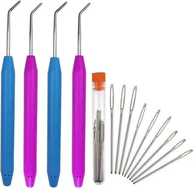 Main image of ZX Vision 4 Pieces Knitting Loom Hooks Ergonomic Rubber Handles | Knit Crochet Hooks and 9 Pieces Steel Large-Eye Sewing Needles for Knifty Knitter(13 Set,Colors Random)