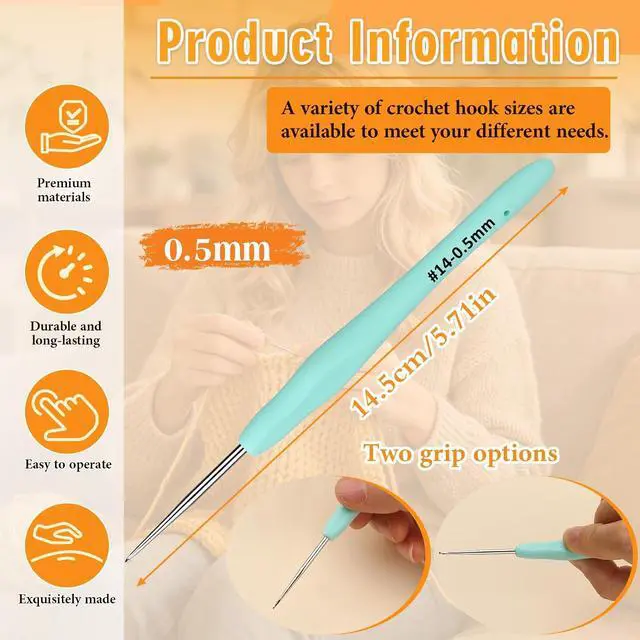 Alt view image 2 of 7 - SHWAKK Small Crochet Hook, 0.5 mm Lace Ergonomic Crochet Hooks | Tiny Crochet Needles for Arthritic Hands, Knitting Needles with Soft Handle Beginners and Experienced Hobbyists (0.5 mm)