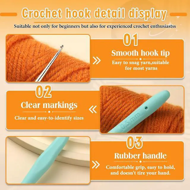 Alt view image 3 of 7 - SHWAKK Small Crochet Hook, 0.5 mm Lace Ergonomic Crochet Hooks | Tiny Crochet Needles for Arthritic Hands, Knitting Needles with Soft Handle Beginners and Experienced Hobbyists (0.5 mm)
