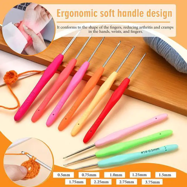 Alt view image 4 of 7 - SHWAKK Small Crochet Hook, 0.75 mm Lace Ergonomic Crochet Hook | Tiny Crochet Needles for Arthritic Hands, Knitting Needles with Soft Handle Beginners and Experienced Hobbyists(0.75 mm)
