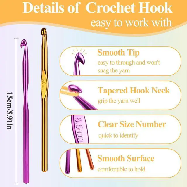 Alt view image 3 of 7 - Aeelike 10 PCS Crochet Hooks Bulk, Smooth and Ergonomic, Size H / 5.0mm | Aluminum Crochet Needles and 30pcs Stitch Markers for Beginner and Advanced, Crocheter Hook Set for Learning How to Crochet