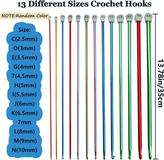 Alt view image 2 of 7 - Hobekoee 2Pcs Tunisian Crochet Hook 9mm 10mm,Extra Long Crochet Hook 13.8in Afghan Crochet Needles Aluminum Large Tunisian Crochet for Beginner,CrochetingKnitting Lovers