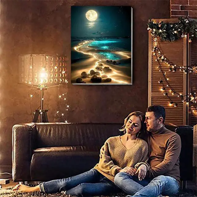 Alt view image 2 of 7 - TCDZMYGS 2 Pack Paint by Numbers Kit for Adults Beginner, Beach Easy Paint by Number Kits with Framed, Sandbeach DIY Acrylic Oil Painting by Numbers for Home Wall Decor 10 x 12 inch