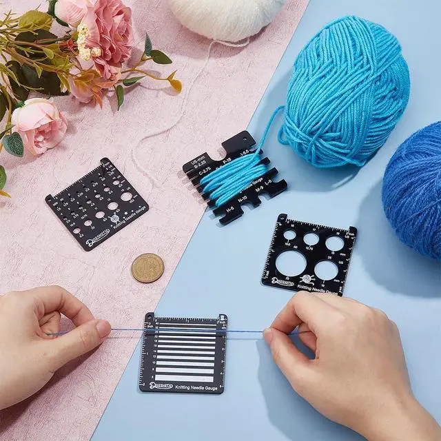 Alt view image 3 of 7 - DICOSMETIC 4Pcs 4 Styles Knitting Needle Gauge Sewing Sizer Tools 2.54" Square Knitting Tool Acrylic Quilting Rulers Yarn Wrap Per Inch Guide Board Square Crochet Hook for Sewing Measuring Tools