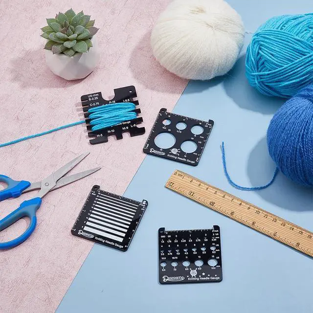 Alt view image 4 of 7 - DICOSMETIC 4Pcs 4 Styles Knitting Needle Gauge Sewing Sizer Tools 2.54" Square Knitting Tool Acrylic Quilting Rulers Yarn Wrap Per Inch Guide Board Square Crochet Hook for Sewing Measuring Tools