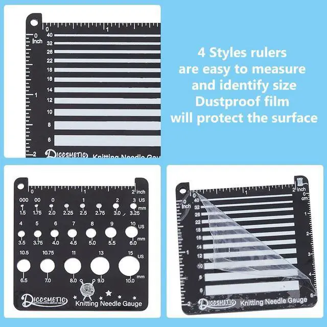 Alt view image 5 of 7 - DICOSMETIC 4Pcs 4 Styles Knitting Needle Gauge Sewing Sizer Tools 2.54" Square Knitting Tool Acrylic Quilting Rulers Yarn Wrap Per Inch Guide Board Square Crochet Hook for Sewing Measuring Tools