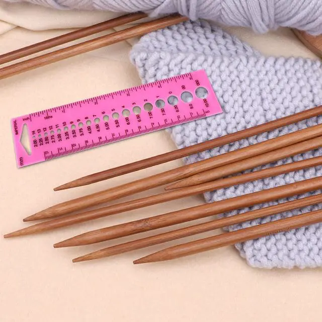 Alt view image 6 of 7 - Honbay 4PCS Plastic Knitting Needle Gauge Ruler Needle Sizer INCH CM Ruler Sewing Ruler Metric Measure Tool for Sewing or Student Learning (2 Color)