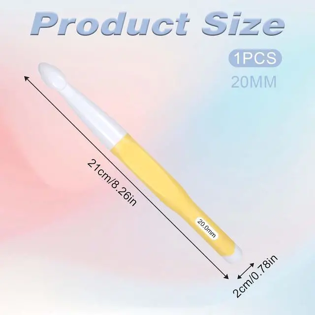 Alt view image 2 of 7 - 20mm Large Size Crochet with Ergonomiv Handle, Long Rubber Handle Crochet Hook, Knitting Giant Crochet Hooks for Chunky Yarn, Scarf, DIY, Wool Products(20mm)