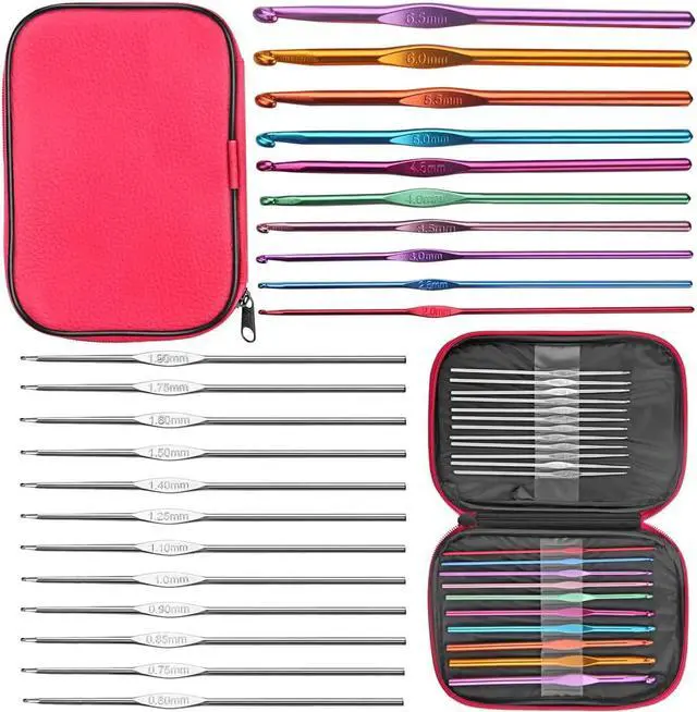 Alt view image 4 of 7 - URWOOW 100 Pcs Crochet Hook Set with Yarn Knitting Needles | Sewing Tools Full Set, Knit Gauge, Scissors, Stitch Holders, Household Tool Kit