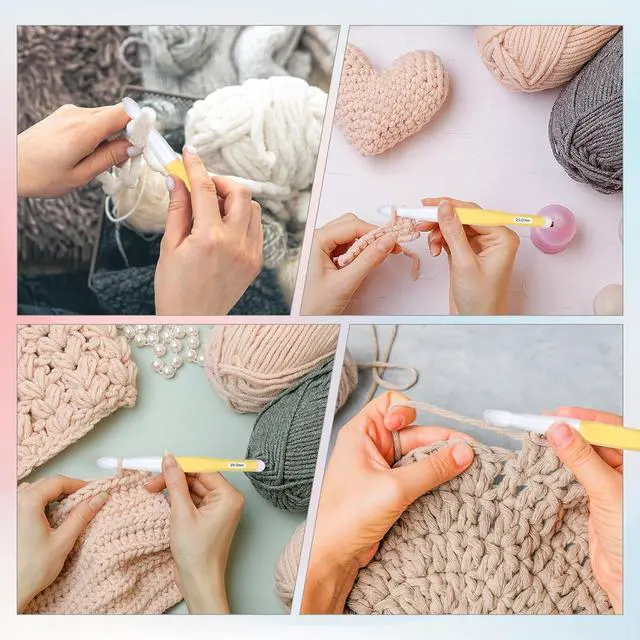 Alt view image 4 of 7 - 20mm Large Size Crochet with Ergonomiv Handle, Long Rubber Handle Crochet Hook, Knitting Giant Crochet Hooks for Chunky Yarn, Scarf, DIY, Wool Products(20mm)
