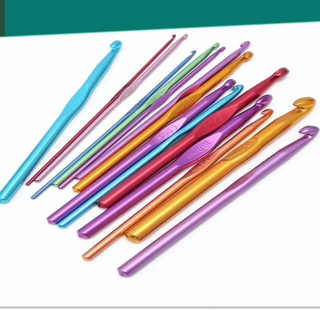 Alt view image 5 of 7 - Latest Multicolor 14 Sizes Aluminum Crochet Hooks Set 2.010.0mm | Ergonomic for Comfortable Crocheting,Metal Crochet Needles,Aluminum Handle Knitting Needles for Craft Yarn