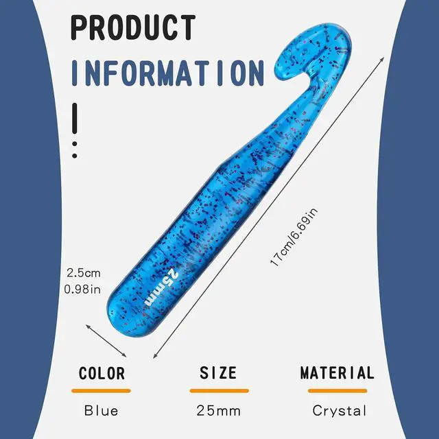 Alt view image 2 of 7 - 25 mm Crochet Hook, Large Crochet Hooks for Chunky Yarn Ergonomic Knitting Needles Crochet Needle for Beginners and Crocheting Yarn (Blue)