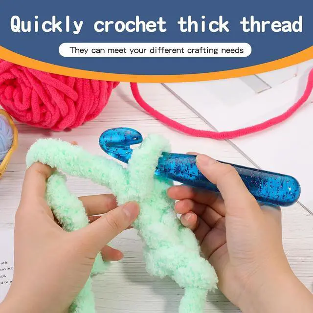 Alt view image 4 of 7 - 25 mm Crochet Hook, Large Crochet Hooks for Chunky Yarn Ergonomic Knitting Needles Crochet Needle for Beginners and Crocheting Yarn (Blue)