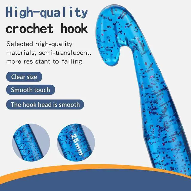 Alt view image 3 of 7 - 25 mm Crochet Hook, Large Crochet Hooks for Chunky Yarn Ergonomic Knitting Needles Crochet Needle for Beginners and Crocheting Yarn (Blue)