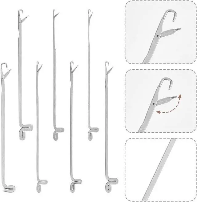 Alt view image 3 of 7 - DELORIGIN 28pcs Latch Crochet Hooks Steel Sewing Needles Threads Knitting | Picker Snag Fixer Sweater Repair Tool, Embroidery Hook Needle, Hair Extensions Loop, DIY Weave Revamping Knitting Hook