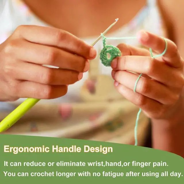 Alt view image 5 of 7 - Hobekoee 1mm Lace Crochet Hook Ergonomic Handle for Arthritic Hands Soft & Smooth Knitting Needles for Beginners and Crocheting Yarn