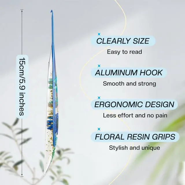 Alt view image 3 of 7 - 2.5mm Crochet Hook, Ergonomic Crochet Hooks with Floral Resin Grips | Stylish and Unique Knitting Needles ,Crochet Needles for Beginners, Arthritic Hands and Professional