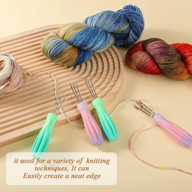 Alt view image 2 of 6 - RSRIHE 3 Latch Hook Cord Knitting Tool, Cordy Icord Maker Tool, Crochet Tool for Binding-Off or Edging on Knitting Projects,Crochet Hook with Latch-Hook,Efficient Knitting Hook Weaving Tool (Purple)