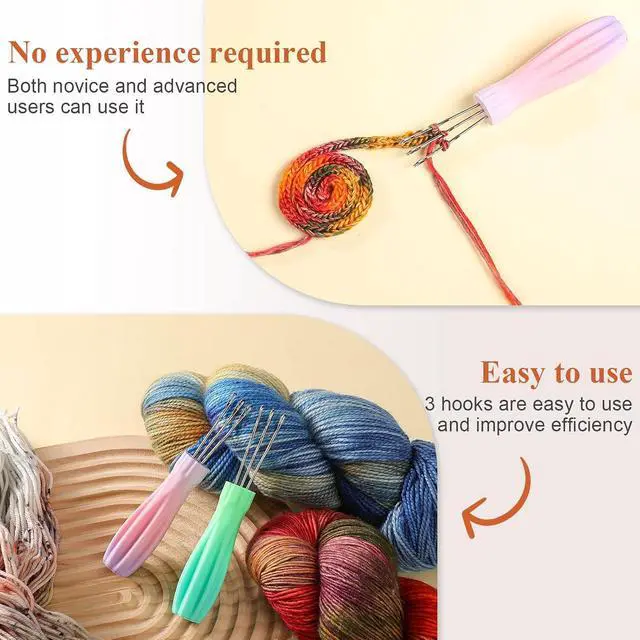 Alt view image 5 of 6 - RSRIHE 3 Latch Hook Cord Knitting Tool, Cordy Icord Maker Tool, Crochet Tool for Binding-Off or Edging on Knitting Projects,Crochet Hook with Latch-Hook,Efficient Knitting Hook Weaving Tool (Purple)