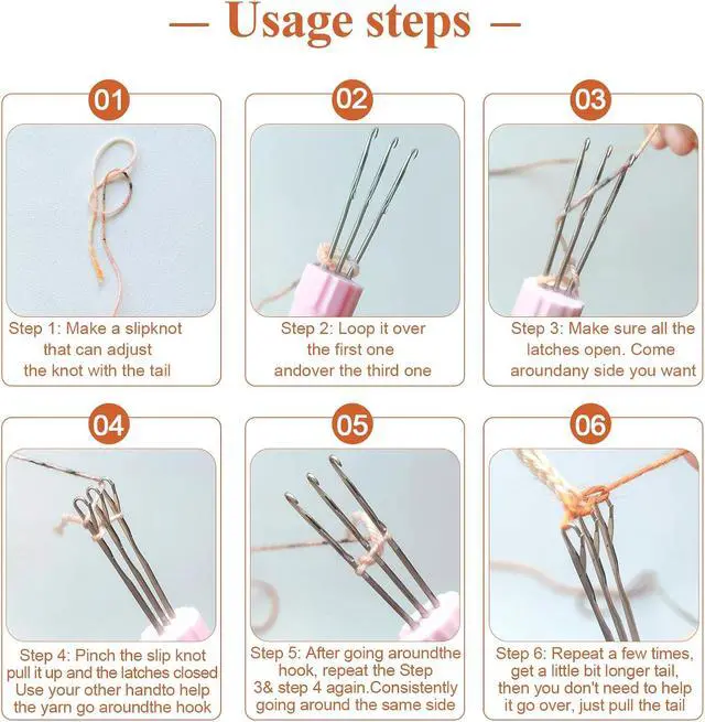 Alt view image 6 of 6 - RSRIHE 3 Latch Hook Cord Knitting Tool, Cordy Icord Maker Tool, Crochet Tool for Binding-Off or Edging on Knitting Projects,Crochet Hook with Latch-Hook,Efficient Knitting Hook Weaving Tool (Purple)
