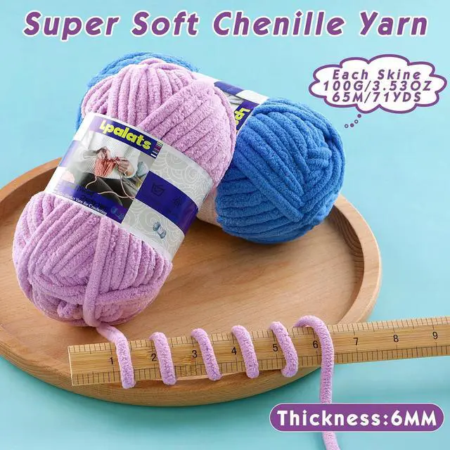 Alt view image 2 of 7 - #6 Super Bulky Blanket Red Yarn - Chunky Chenille Yarn for Crocheting | 3 Pack Baby Blanket Yarn (Each 3.5oz/100g, 71yds/65m) - Polyester - Thick Plush Fluffy Yarn for Crochet Amigurumi Blankets