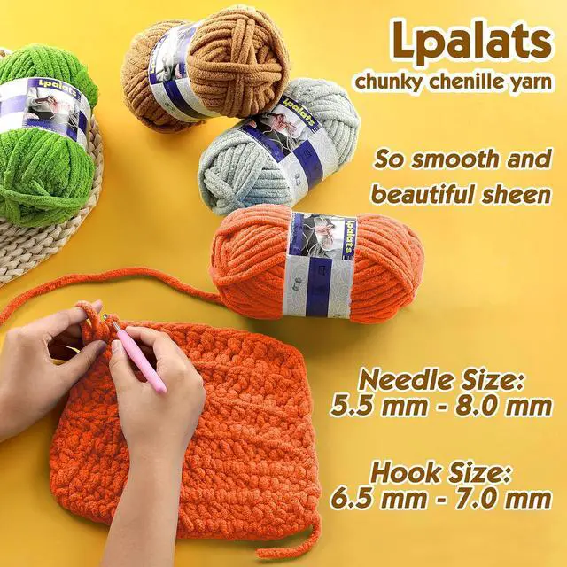 Alt view image 3 of 7 - #6 Super Bulky Blanket Red Yarn - Chunky Chenille Yarn for Crocheting | 3 Pack Baby Blanket Yarn (Each 3.5oz/100g, 71yds/65m) - Polyester - Thick Plush Fluffy Yarn for Crochet Amigurumi Blankets