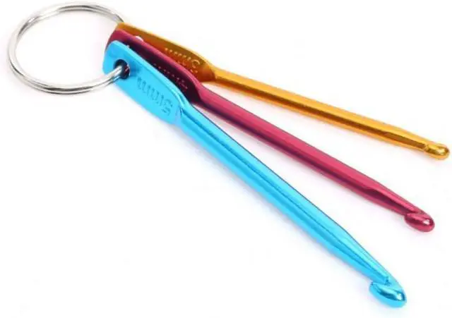 Alt view image 2 of 5 - AKOAK 2 Set 6 Pieces Mini Keychain Aluminum Crochet Hooks Sweater Knitting Needles Tool3mm&4mm&5mm