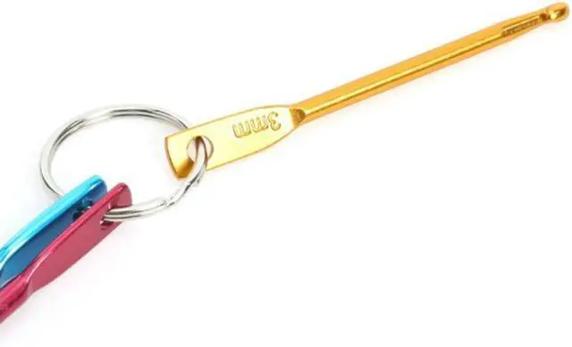 Alt view image 4 of 5 - AKOAK 2 Set 6 Pieces Mini Keychain Aluminum Crochet Hooks Sweater Knitting Needles Tool3mm&4mm&5mm