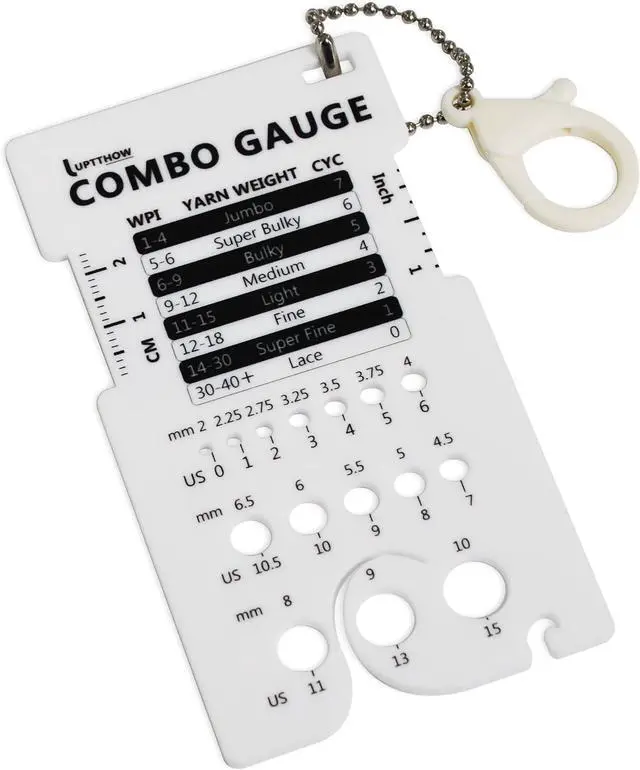 Main image of UPTTHOW Knitting WPI Multifunctional Combo Ruler for Spinners Yarn | Acrylic guide, combo guage, needle gauge spinning control card, crochet accessories, WPI ruler, with hook