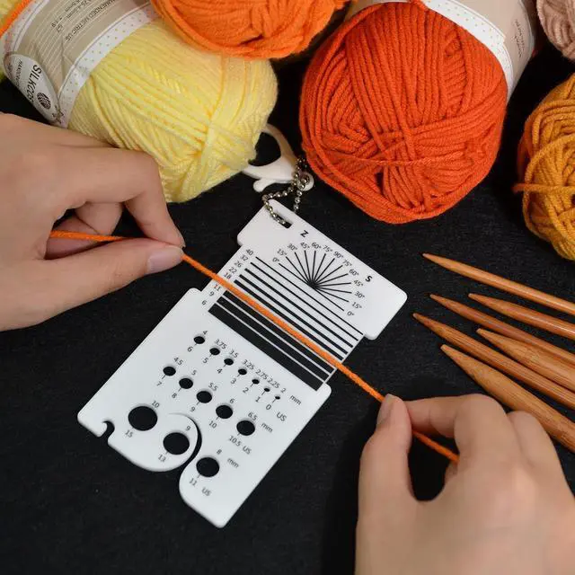 Alt view image 3 of 7 - UPTTHOW Knitting WPI Multifunctional Combo Ruler for Spinners Yarn | Acrylic guide, combo guage, needle gauge spinning control card, crochet accessories, WPI ruler, with hook