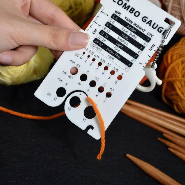 Alt view image 7 of 7 - UPTTHOW Knitting WPI Multifunctional Combo Ruler for Spinners Yarn | Acrylic guide, combo guage, needle gauge spinning control card, crochet accessories, WPI ruler, with hook